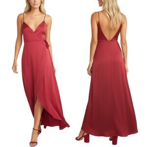 Show Me Your Mumu Mariah Red Ruby Satin Wrap V-Neck Evening Dress Size 3XL NWT